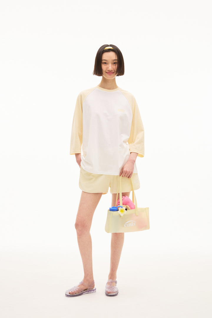 Emis Stripe Raglan Sleeve T-Shirt-Yellow