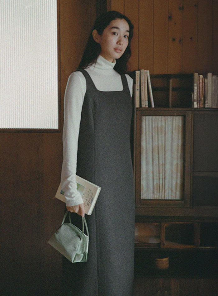 Mango Maniplease Penne Wool One Piece Charcoal