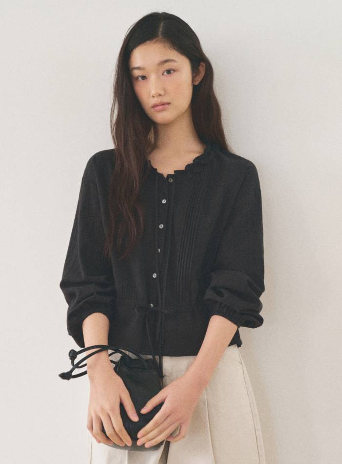 Mango Maniplease Once Frill Blouse Black