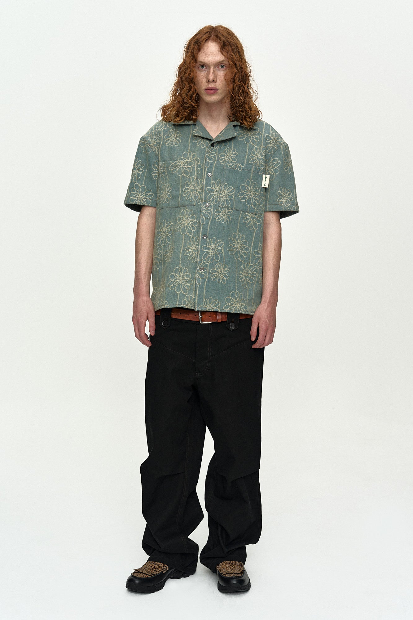 Andersson Bell Flower Embroidery Open Collar Shirt