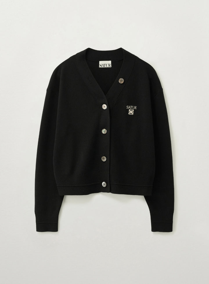 Satur Essential Faro Crop Cardigan - Black
