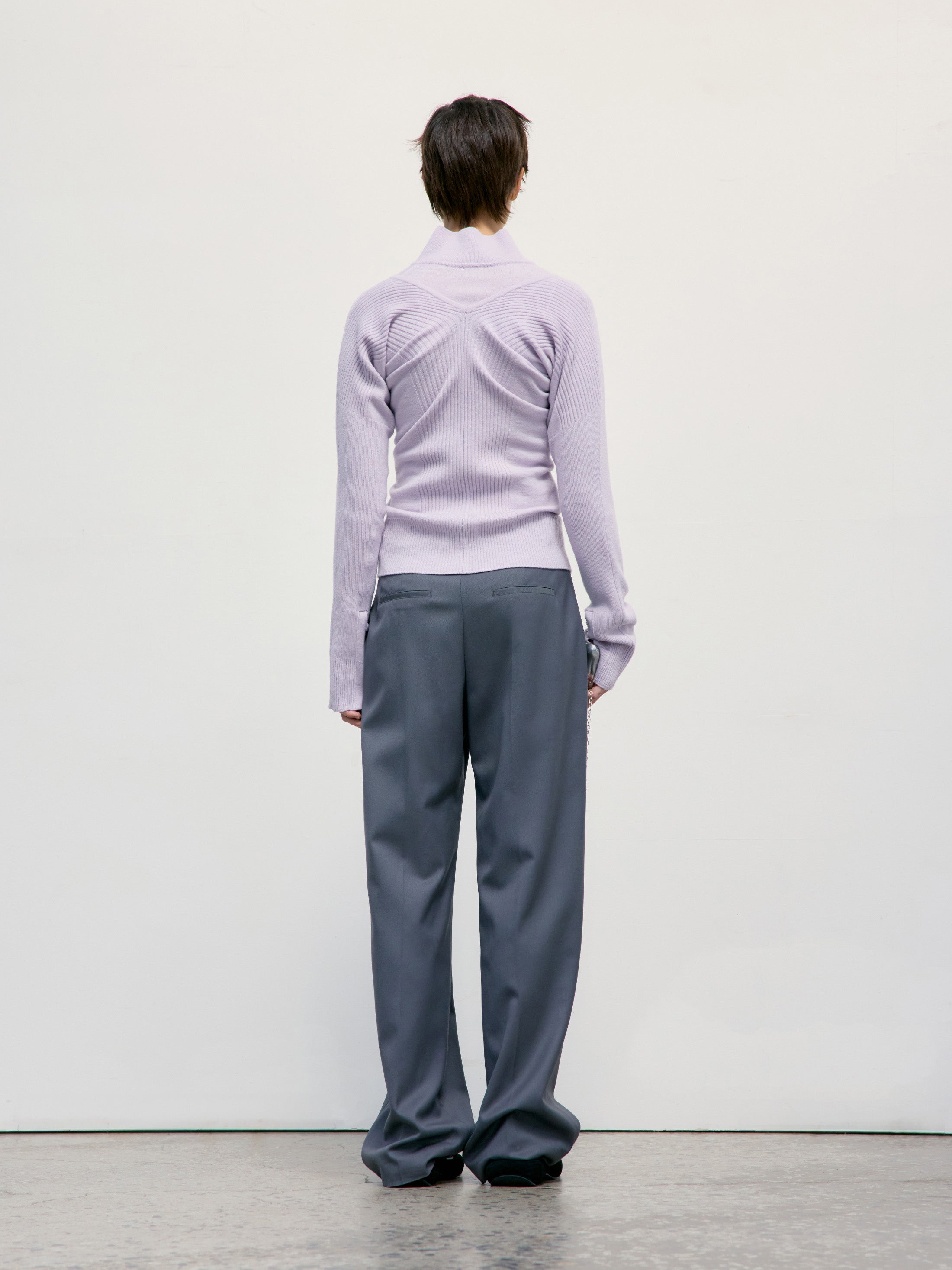 Low Classic Deep V-Neck Knit Cardigan Lavender
