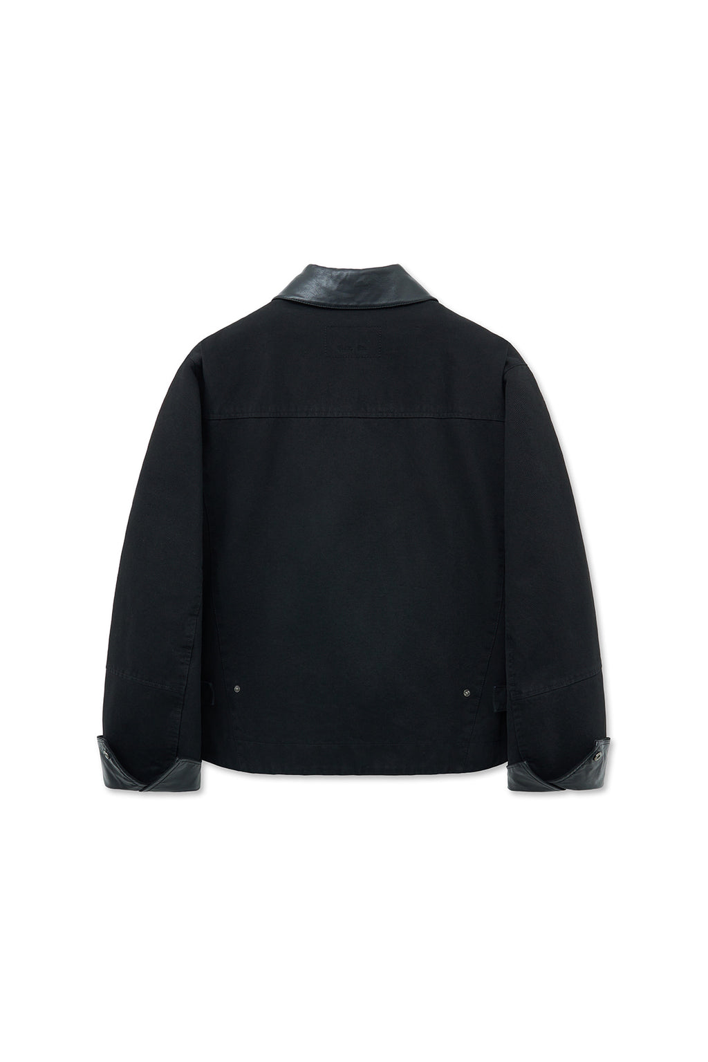 [matinkim] LEATHER COLLAR POINT WORK JACKET FOR MEN IN BLACK