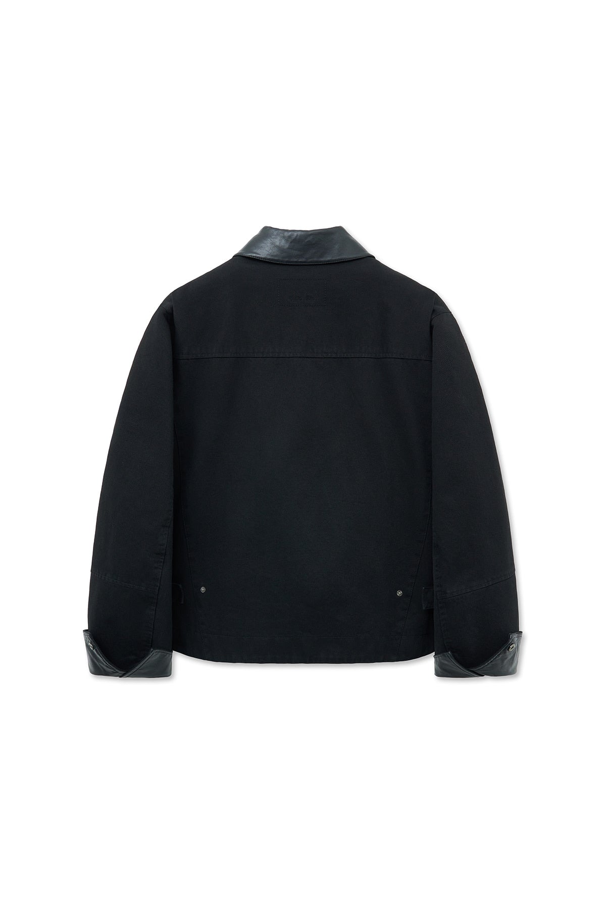 [matinkim] LEATHER COLLAR POINT WORK JACKET FOR MEN IN BLACK