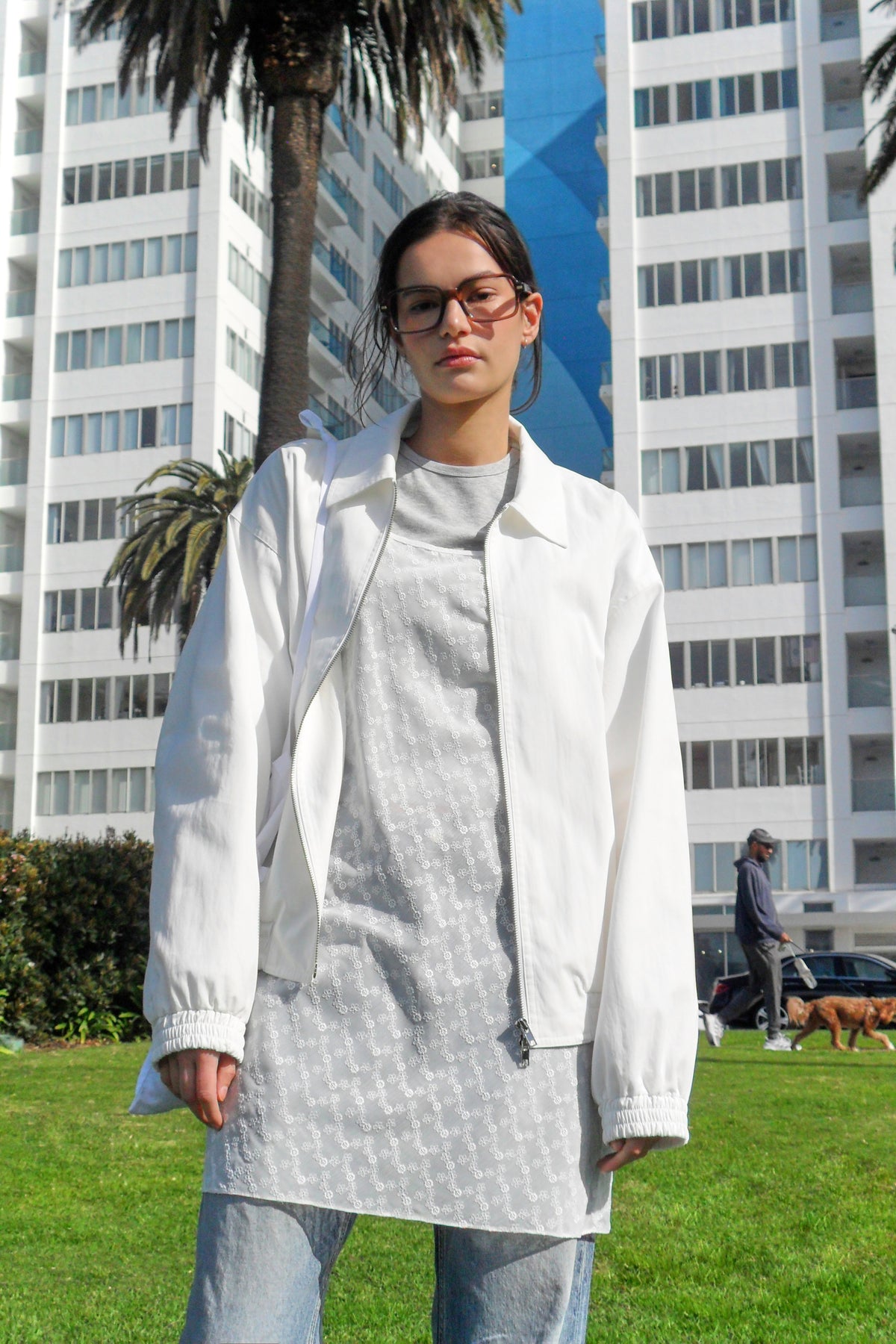 Low Classic Washed Cotton Blouson Jacket White