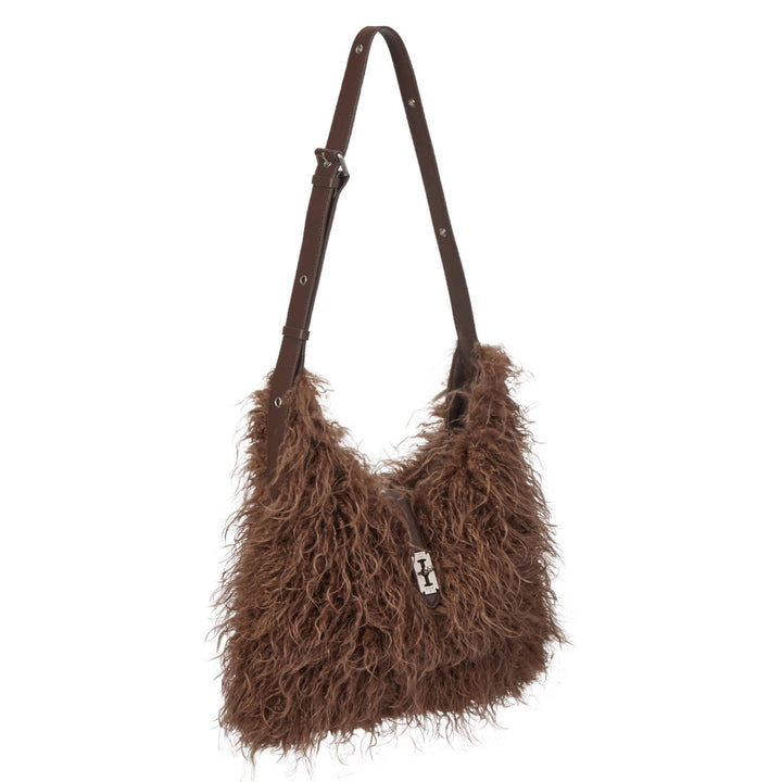Vunque Bunny Long Shearling Shoulder L Greyish Taupe
