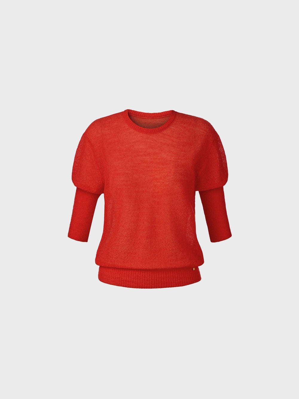 EENK Sheer Short Sleeve Knitwear Top - Red
