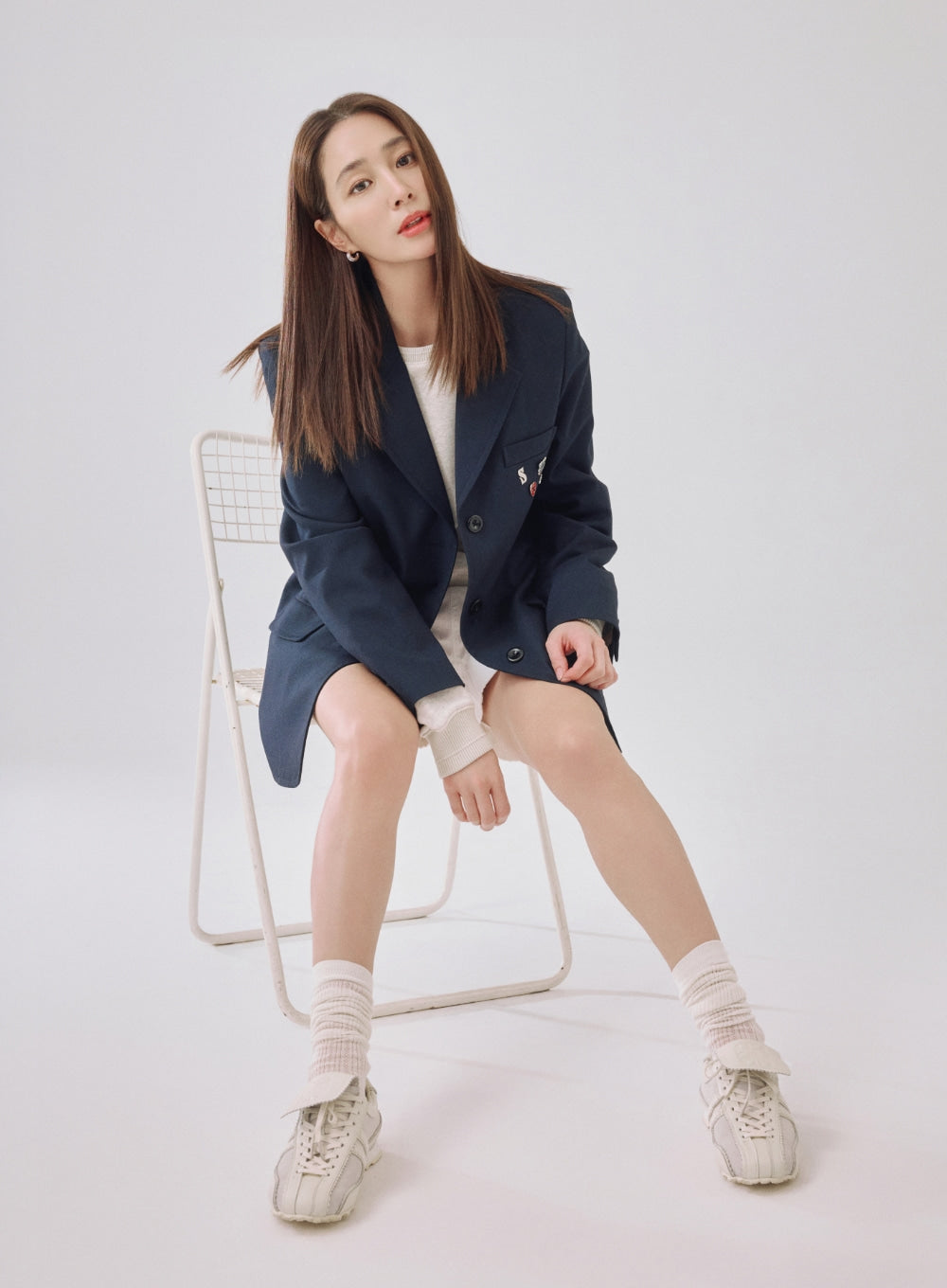 Satur 3-Button Single Blazer - Navy