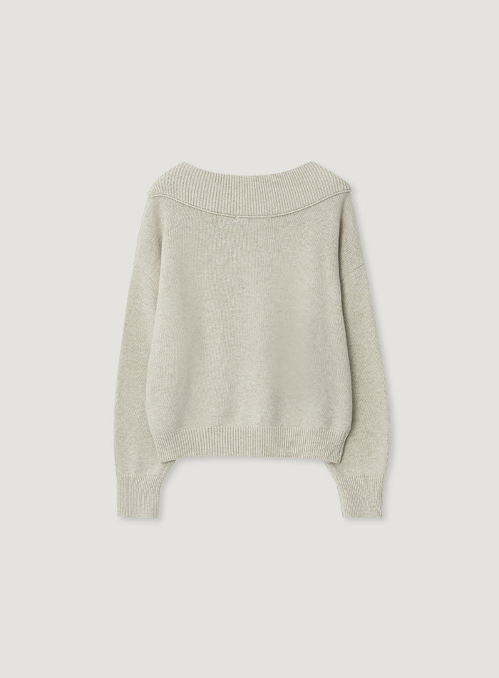 Mango Maniplease Dewy Off Shoulder Knit Oat Cream