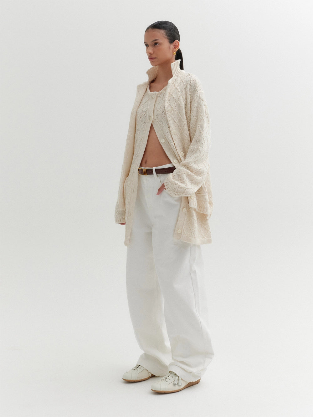EENK Textured Knitwear Cardigan - Ivory