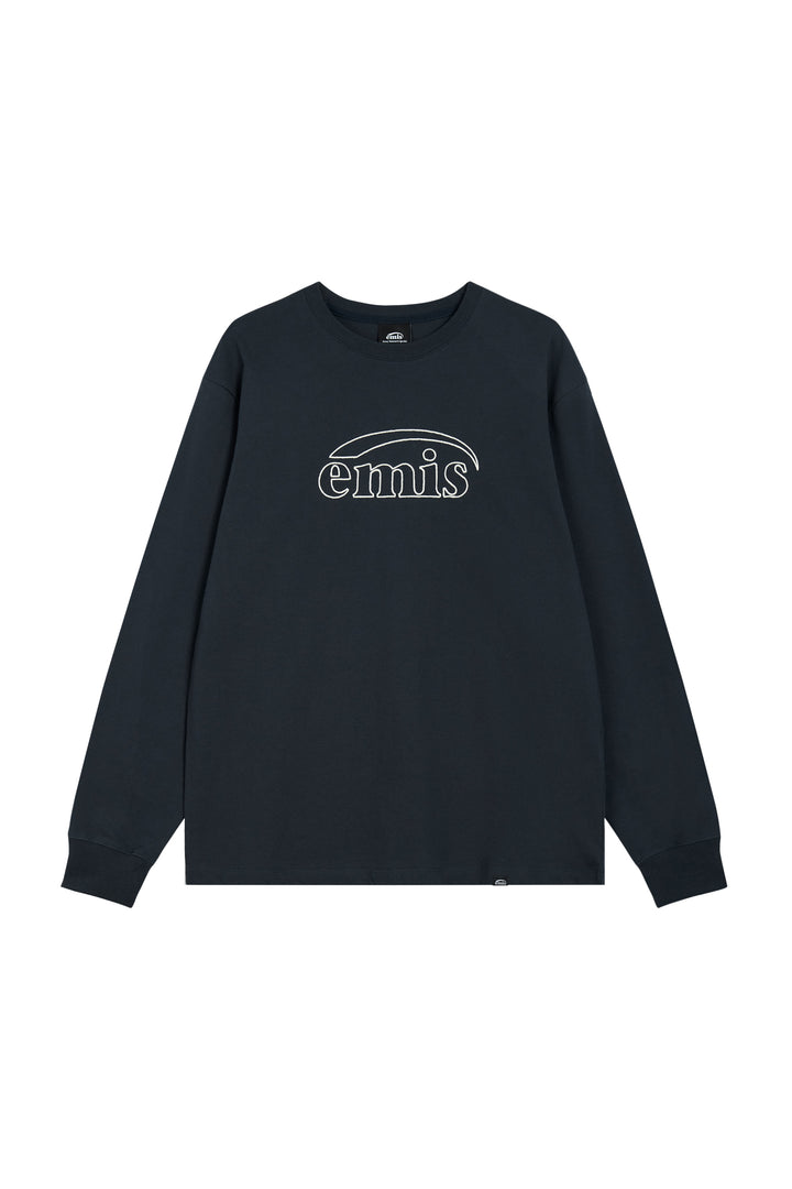 Emis Long Sleeve Chain Stitch T-Shirt-Navy