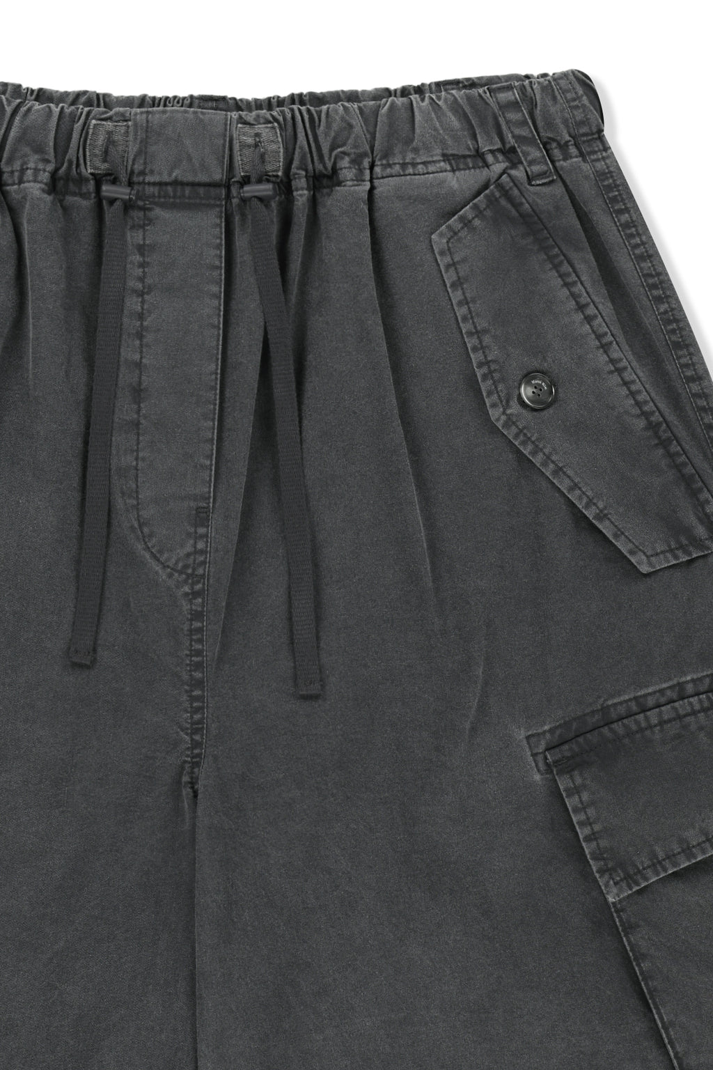 Matinkim Washed Cotton Patch Pocket Bermuda Pants IN Charcoal