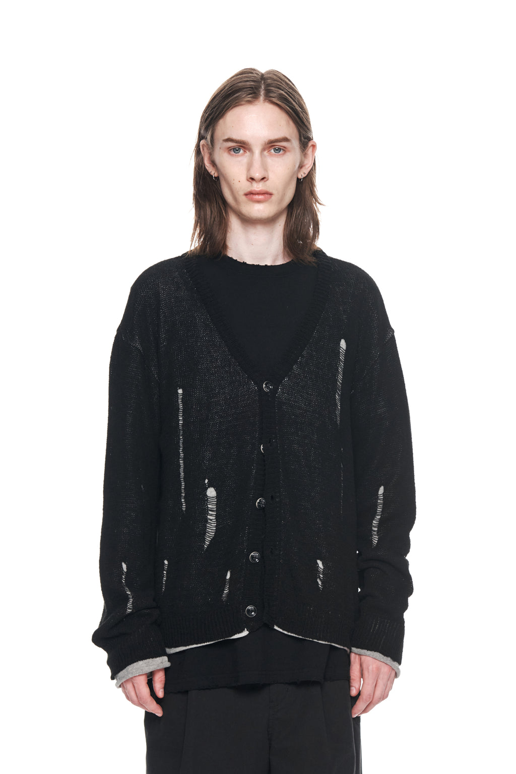 Matinkim Layered Damage Cardigan IN Black