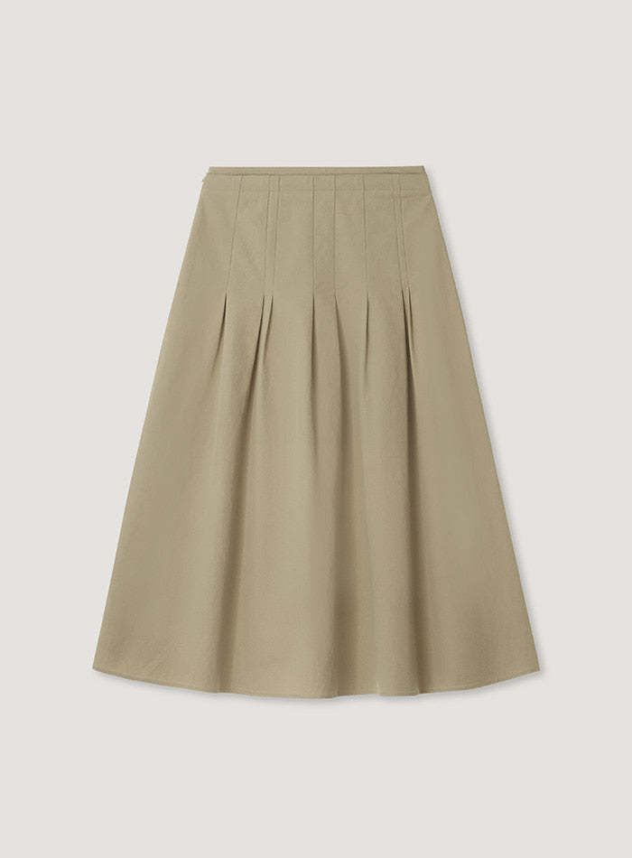 Mango Maniplease Merci Pintuck Skirt Beige