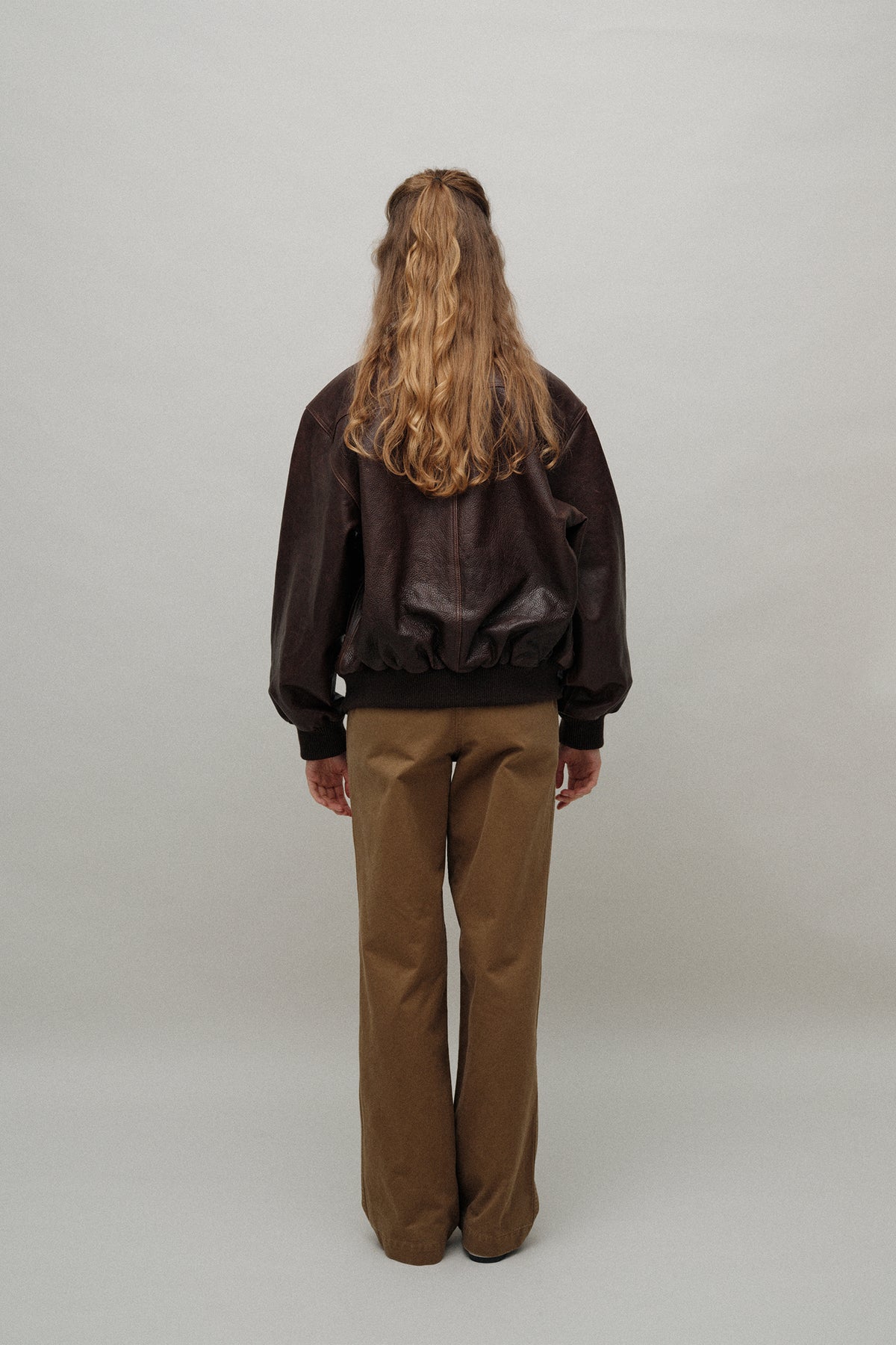 Nothing Written Stand collar leather blouson (Vintage brown)
