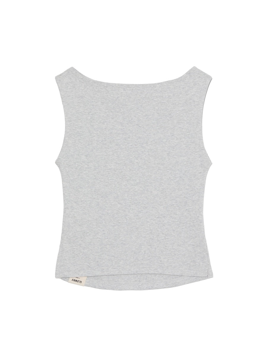 GLOWNY G Slit Sleeveless Top (Melange Gray)