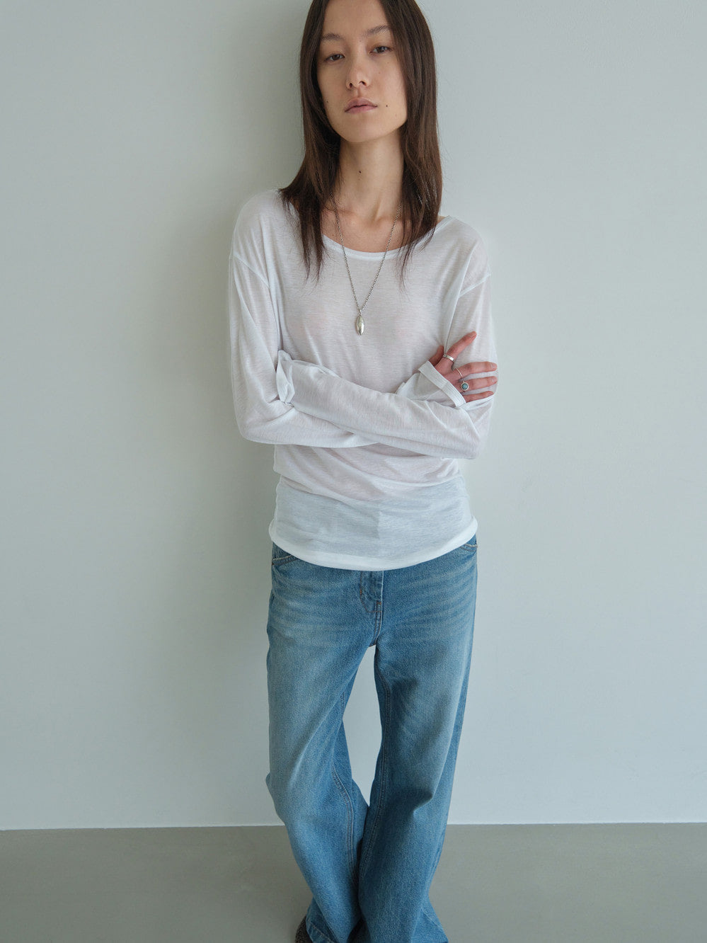 Low Classic Sheer Long Sleeve T-Shirt White