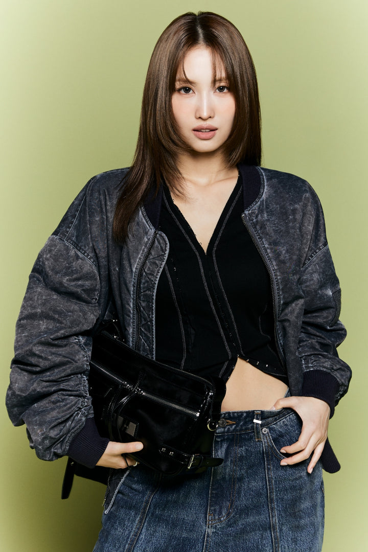 Matinkim Pigment Coated Back Logo Jumper IN Charcoal