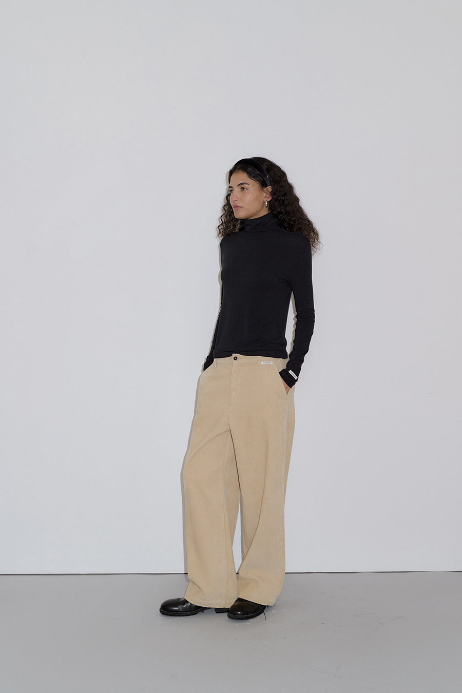 Overdueflair Corduroy Wide Pants Beige