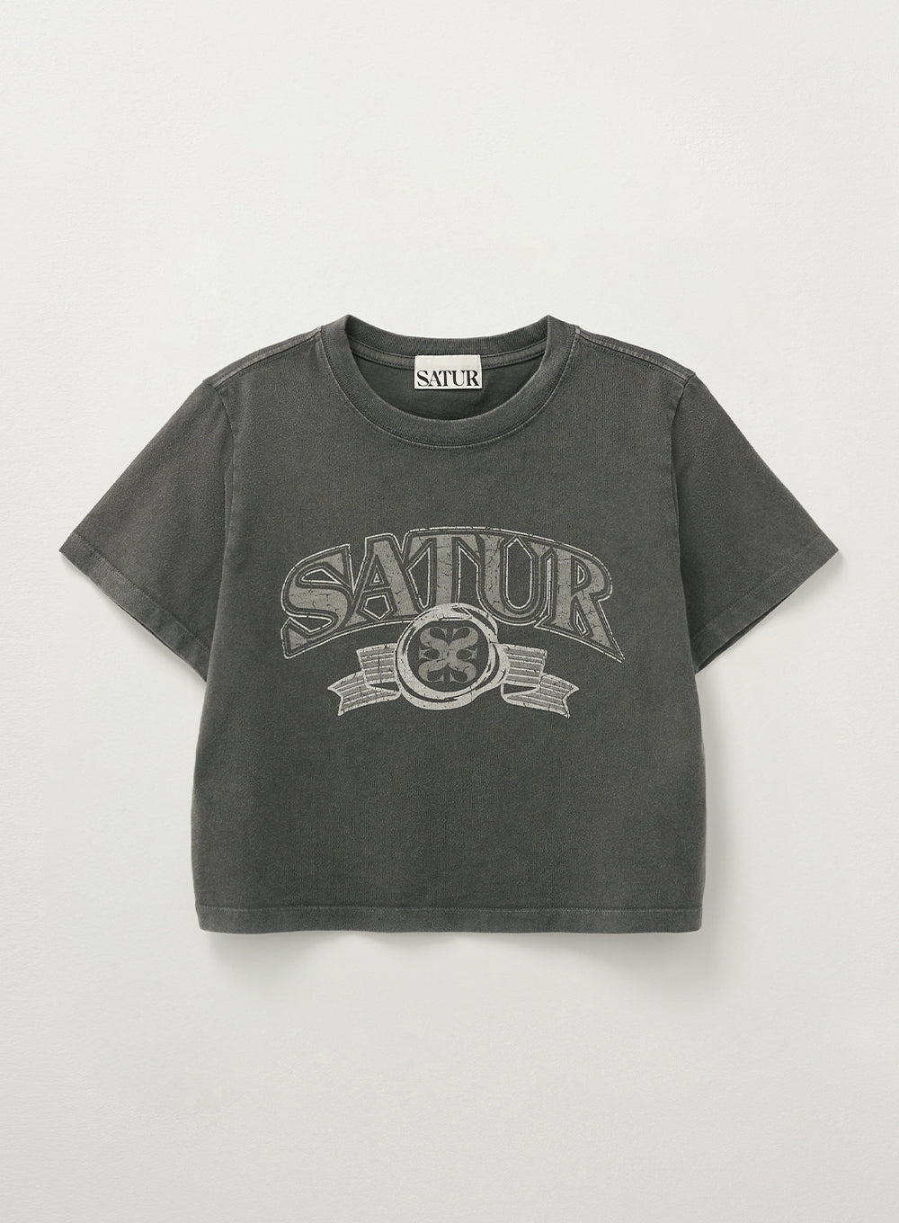 [satur] (W) Arch Logo Pigment Washed T-shirt - Charcoal