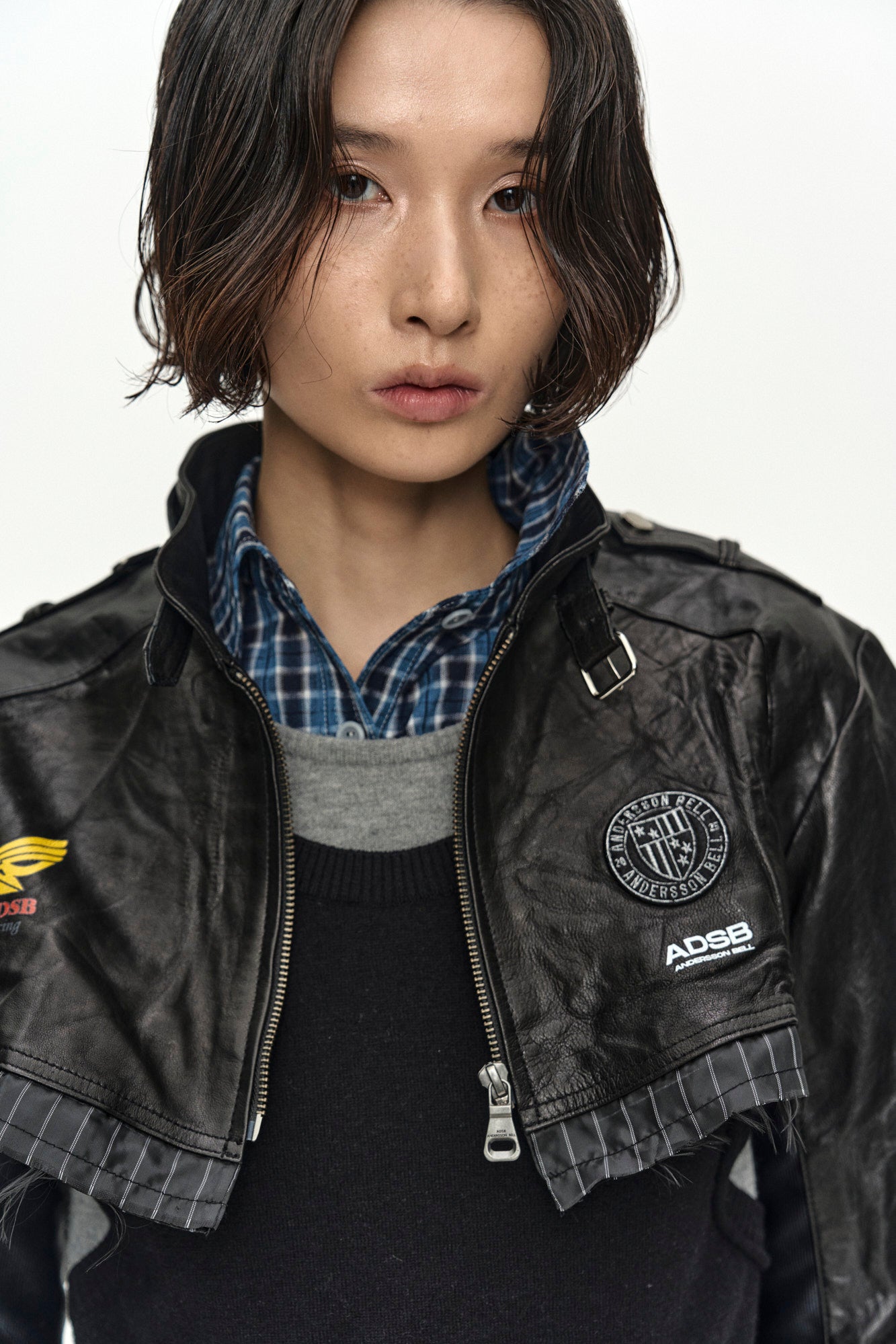 Andersson Bell Cut-Out Shrunken Racing Leather Jacket