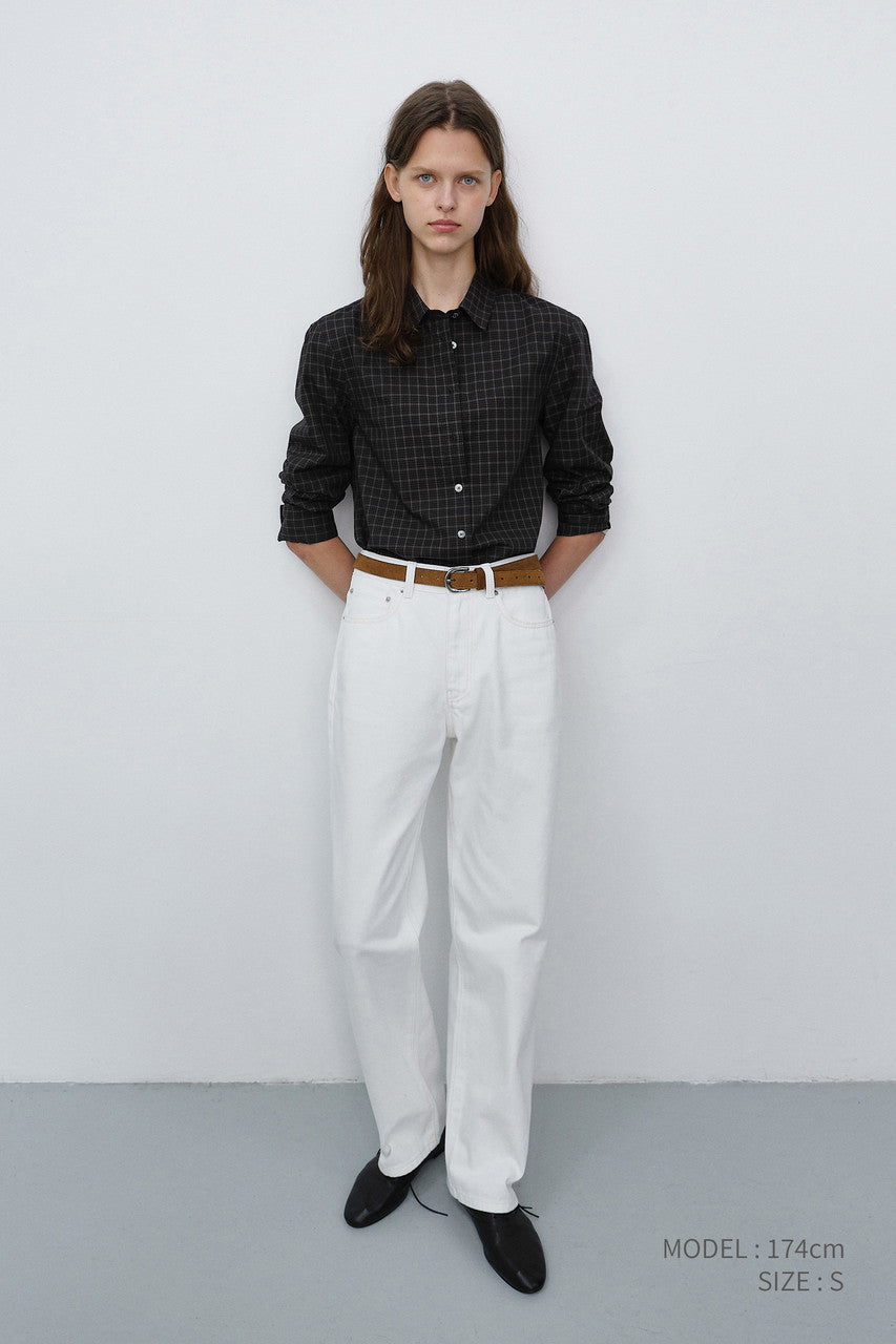 Dunst Essential Slim Checked Shirt Black