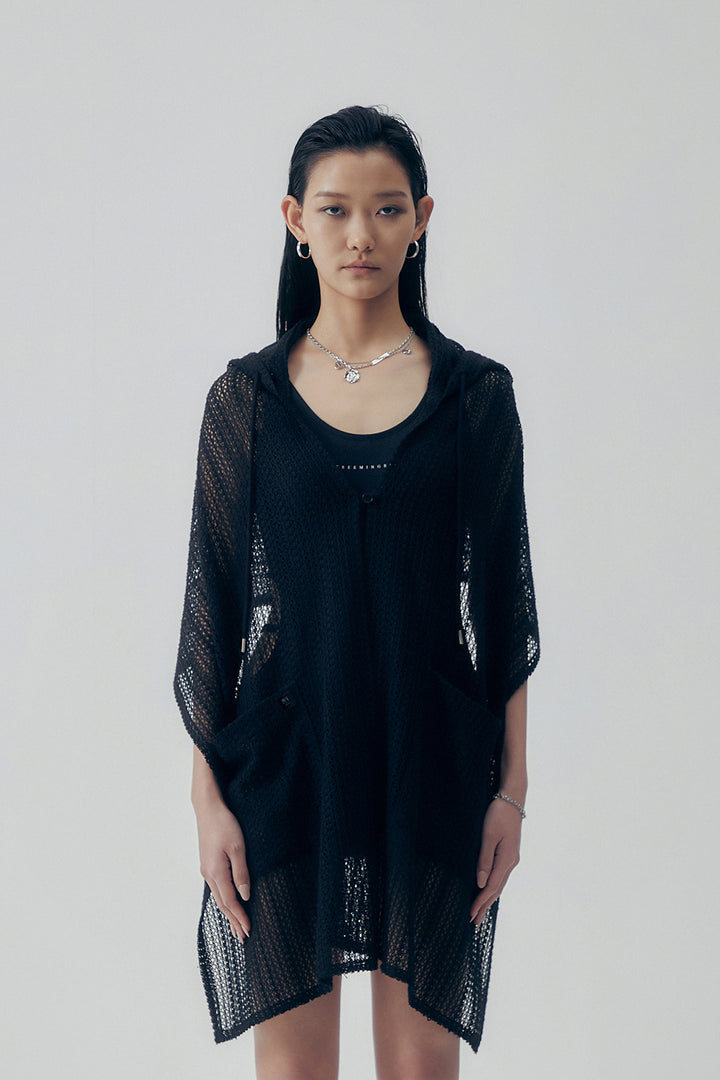 Treemingbird Lace Cover-up Hoodie Black