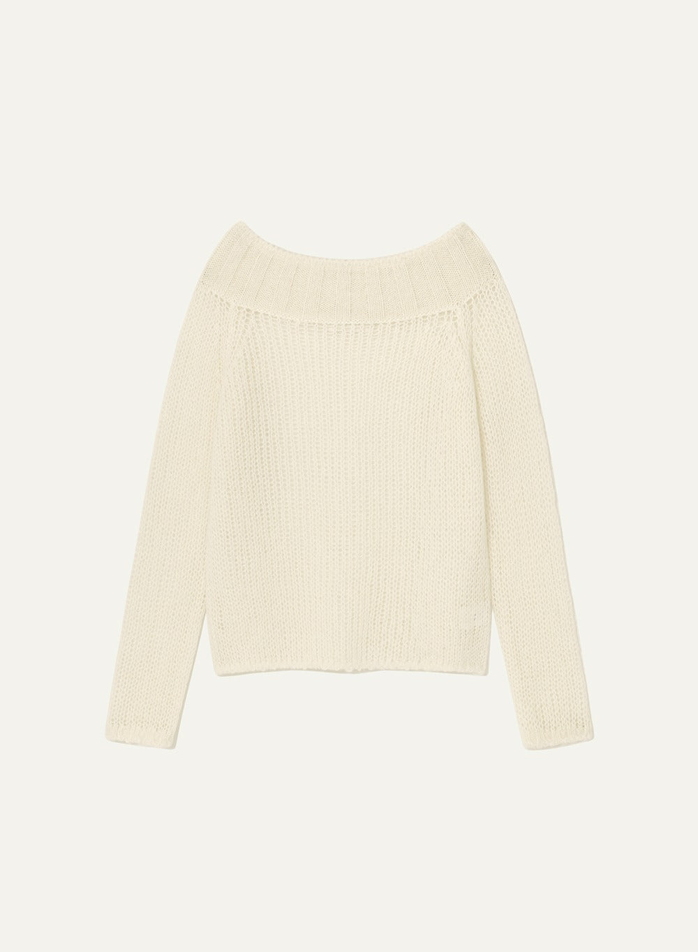 Kindersalmon Off Shoulder Mohair Sweater Ivory
