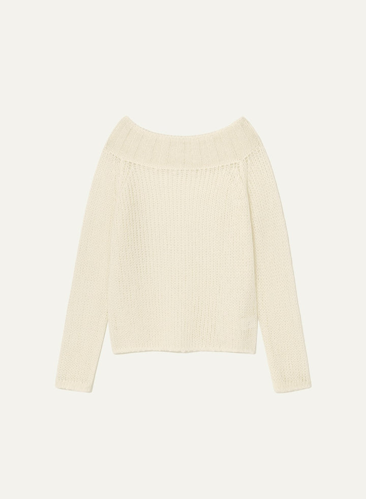 Kindersalmon Off Shoulder Mohair Sweater Ivory