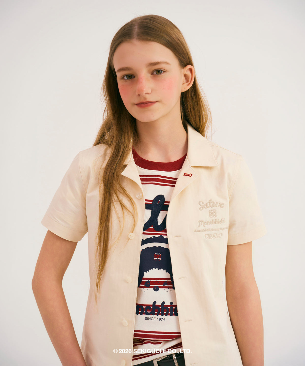 Satur Satur X Monchhichi Graphic Half Shirt - Cream