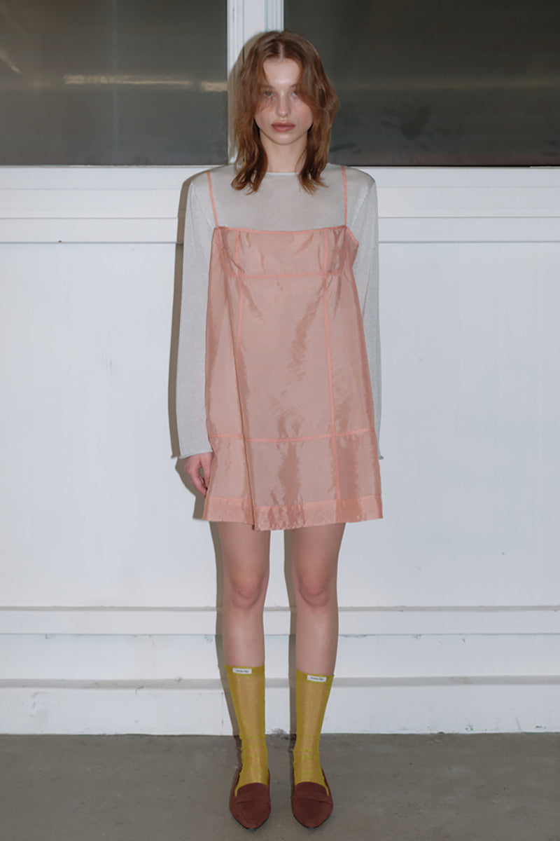 Overdueflair Sheer Bustier Dress Peach