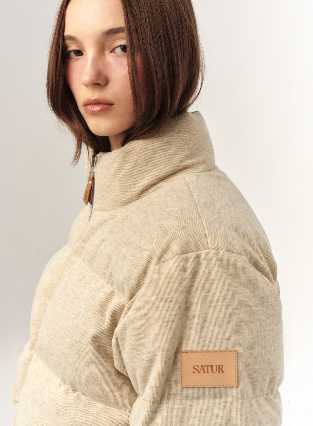 [satur] (W) Knit Puffer Duck Down Padding - Cream