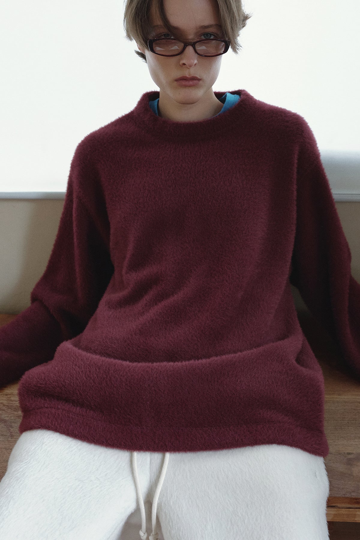 Overdueflair Fuzzy Loose T-Shirt Rose Grape