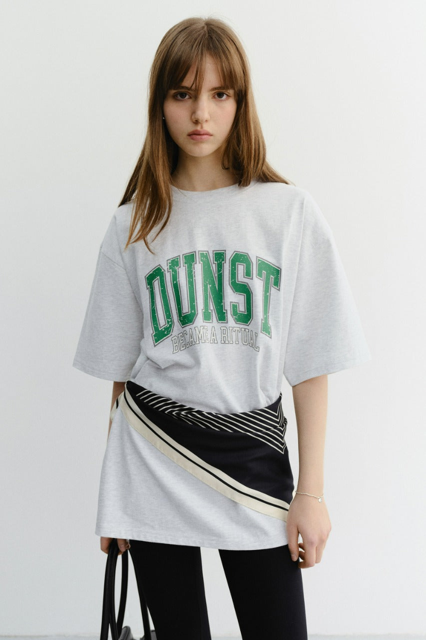 Dunst Unisex Vintage Arch Logo T-Shirt Light Melange Grey