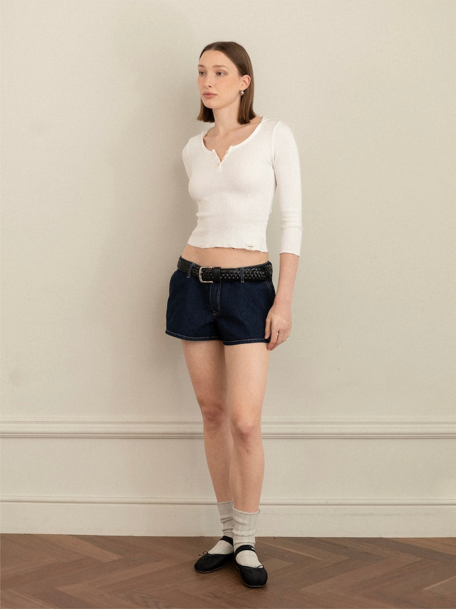 GLOWNY The Rachel Denim Shorts (Deep Blue)
