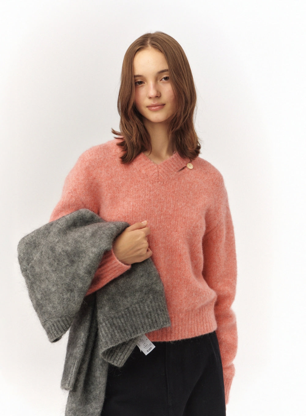 [satur] (W) Essen Two Tone Mohair Blend Knit - Pink