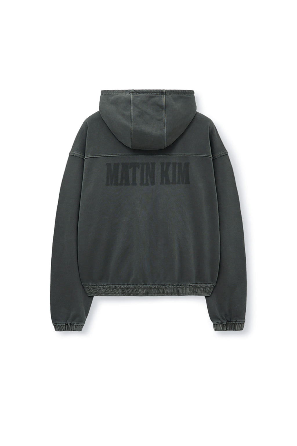 Matinkim Back Logo Pigment Dyed Zip UP Hoody For Men IN Charcoal