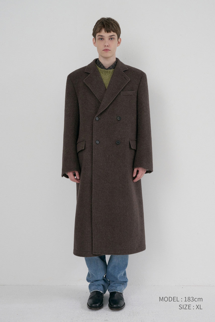 Dunst Unisex Loose Double-Breasted Coat Brown Melange