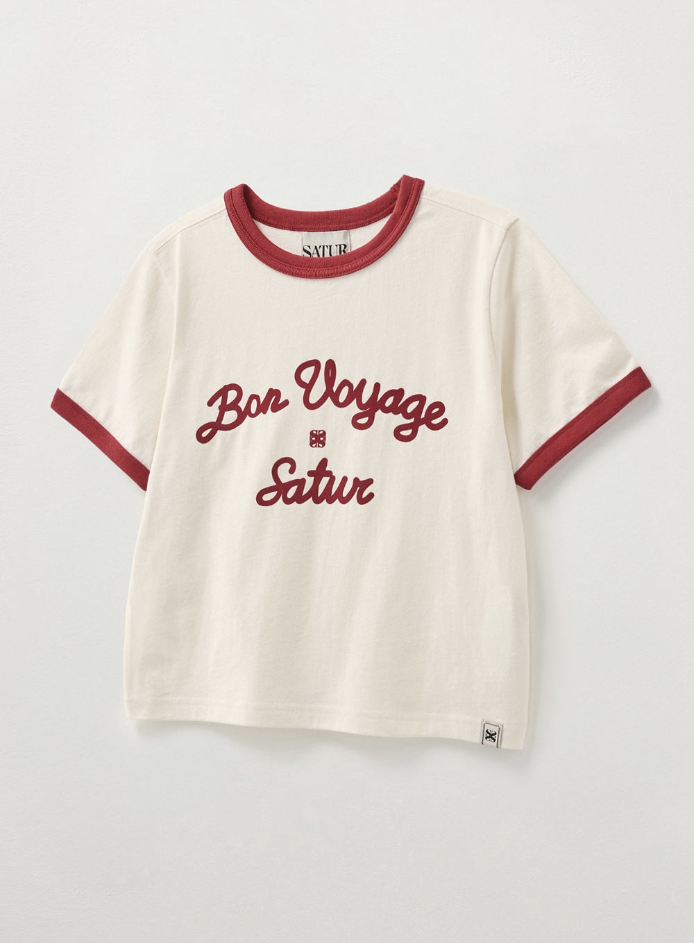[satur] (W) Bon Voyage Ringer T-Shirt - Cream Burgundy
