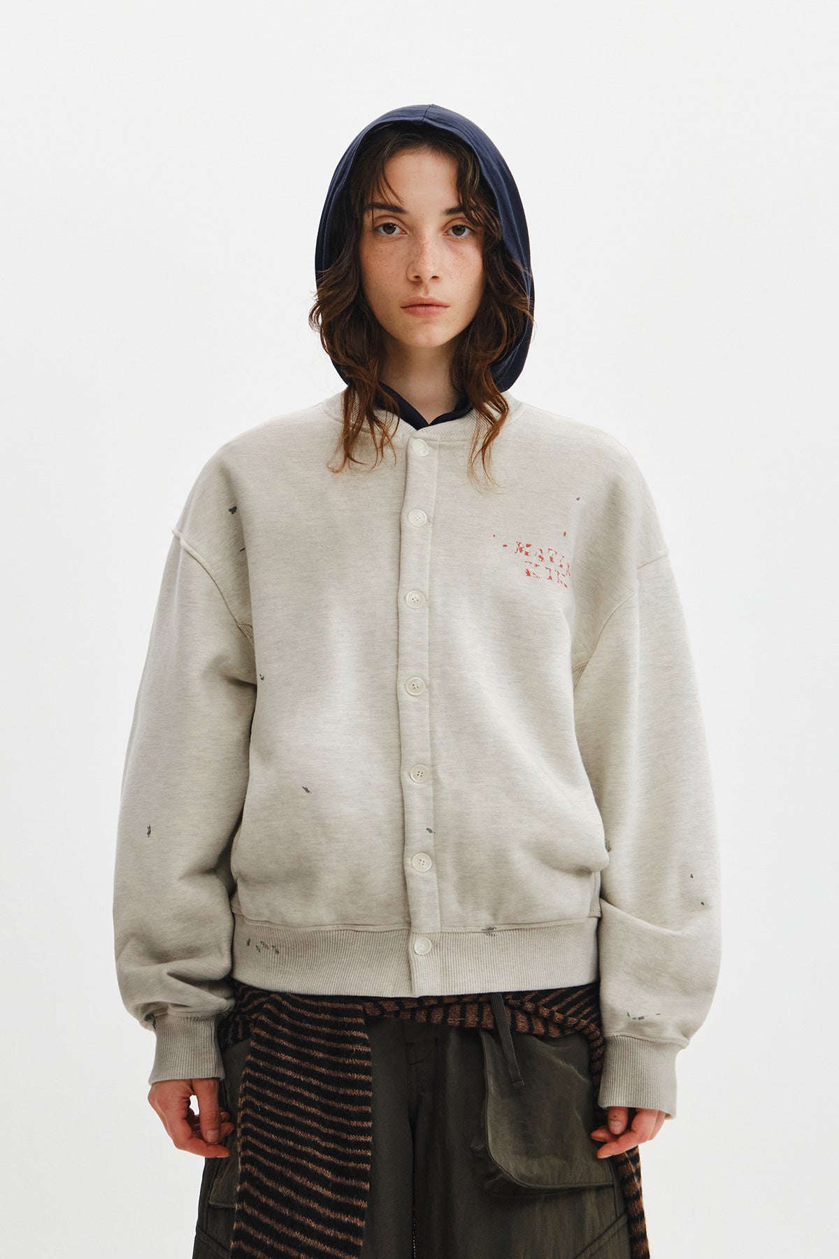 Matinkim Dusty Washed Button UP Jumper IN Light Beige