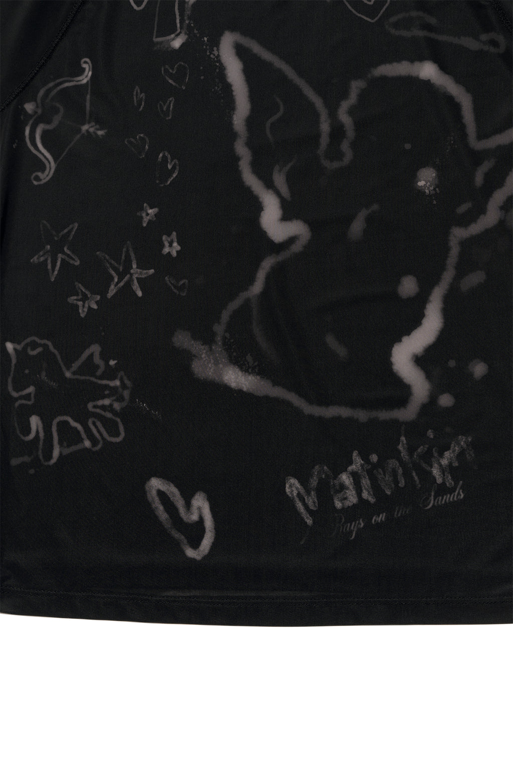 Matinkim See Through Printing Top IN Black