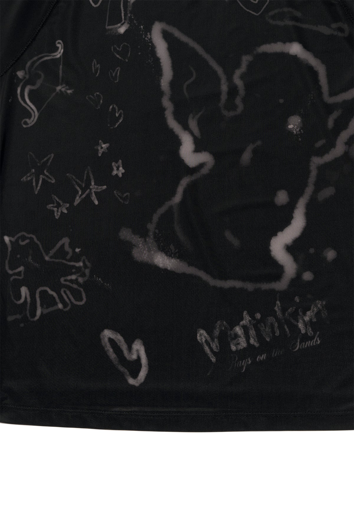 Matinkim See Through Printing Top IN Black