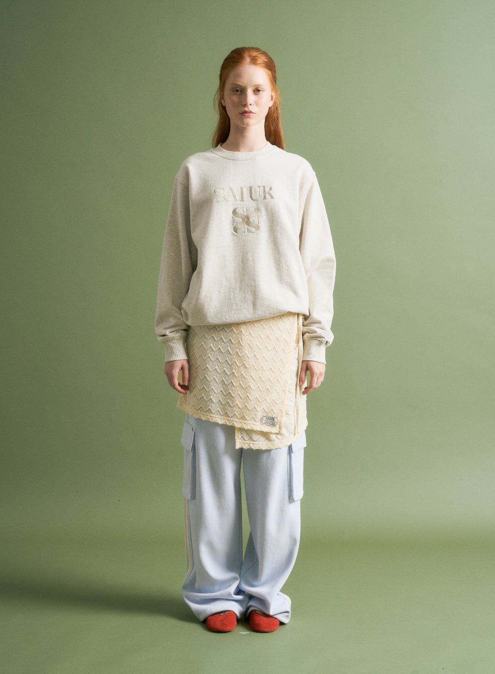 [satur] (W) Crochet Layered Skirt - Cream