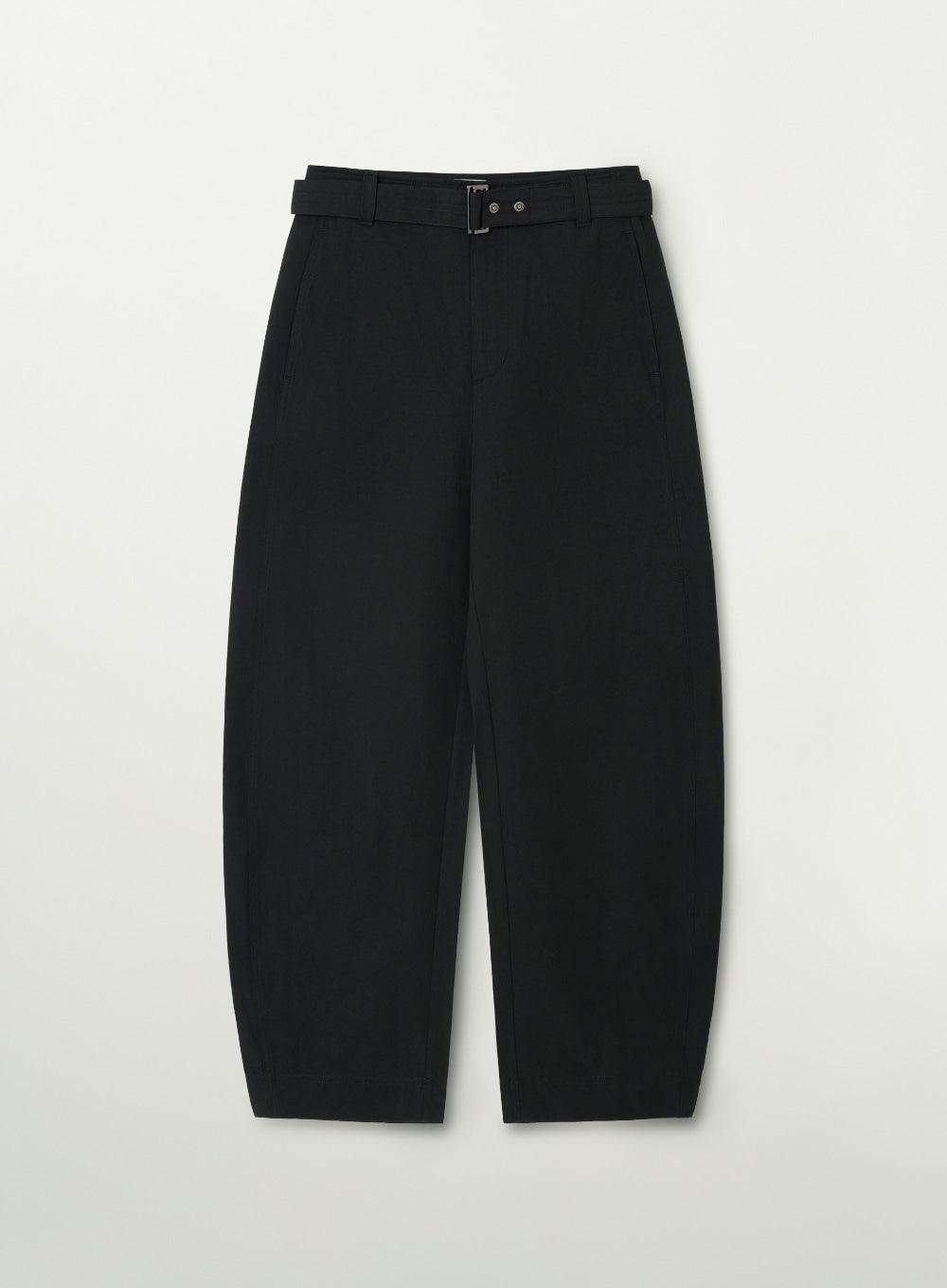 Satur Belted Cotton Barrel Fit Pants - Black