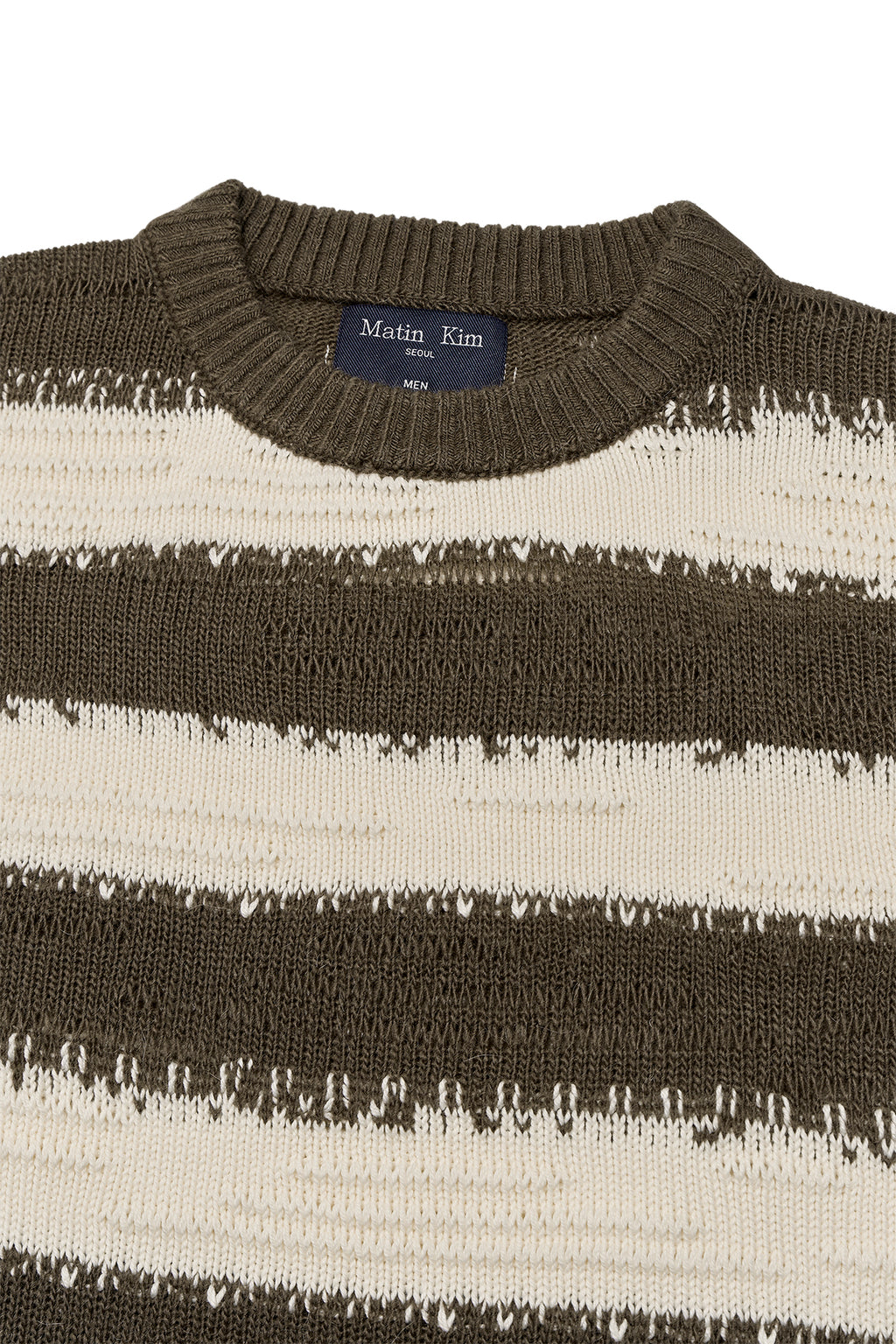 Matinkim Stripe Vintage Loose Pullover For Men IN Khaki Brown