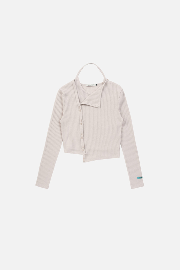 Instantfunk Rib Halter Cardigan Set Up - Beige