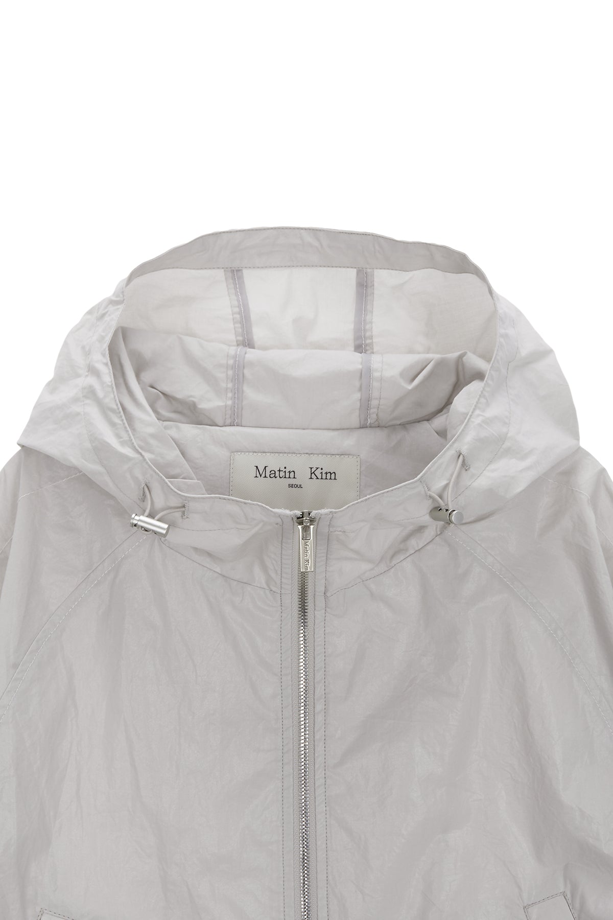 [matinkim] MATIN CROP HOODY COATING JUMPER IN GREY