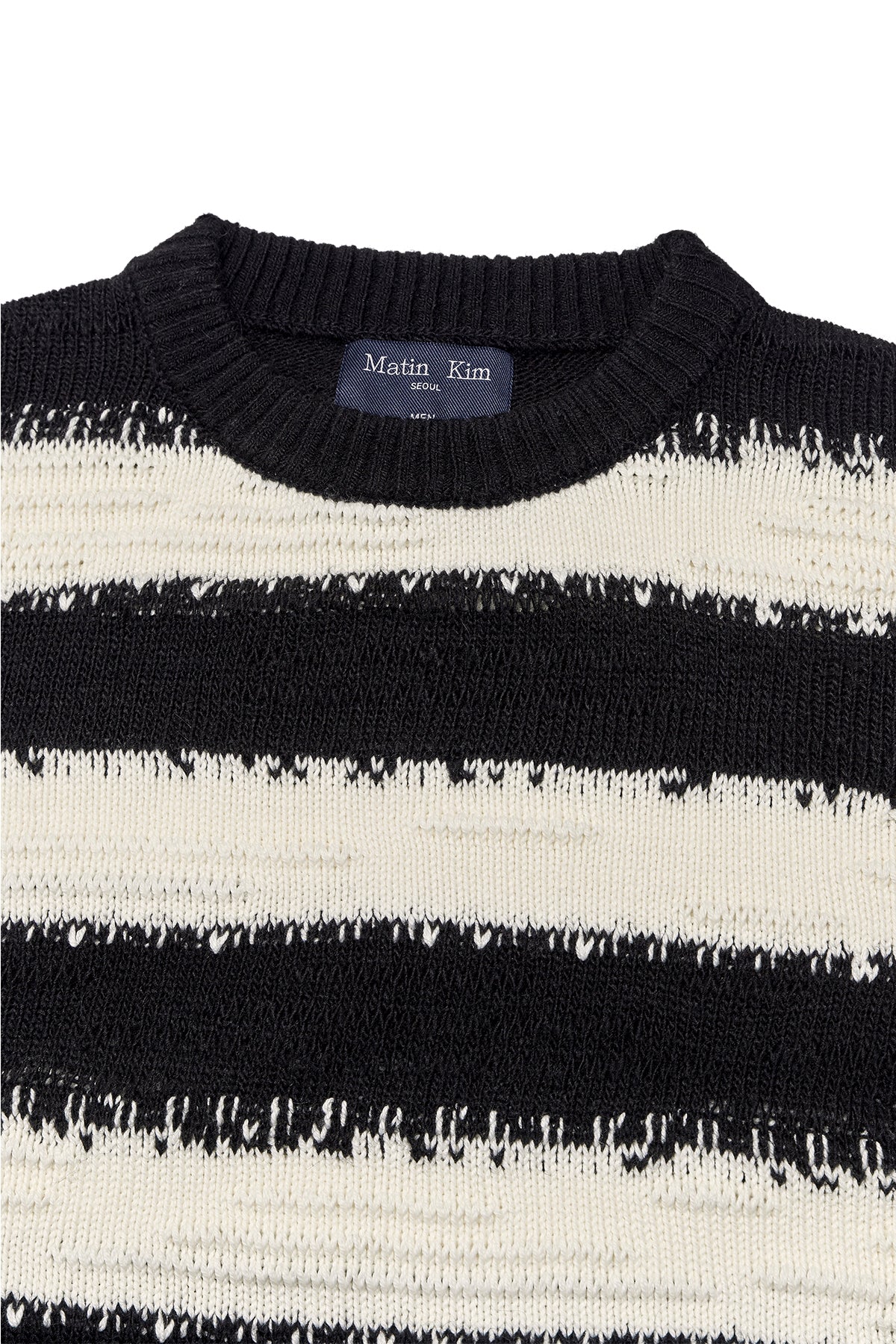 [matinkim] STRIPE VINTAGE LOOSE PULLOVER FOR MEN IN BLACK