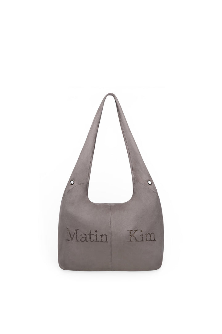 Matinkim Logo Point Suede Round Ecobag IN Charcoal