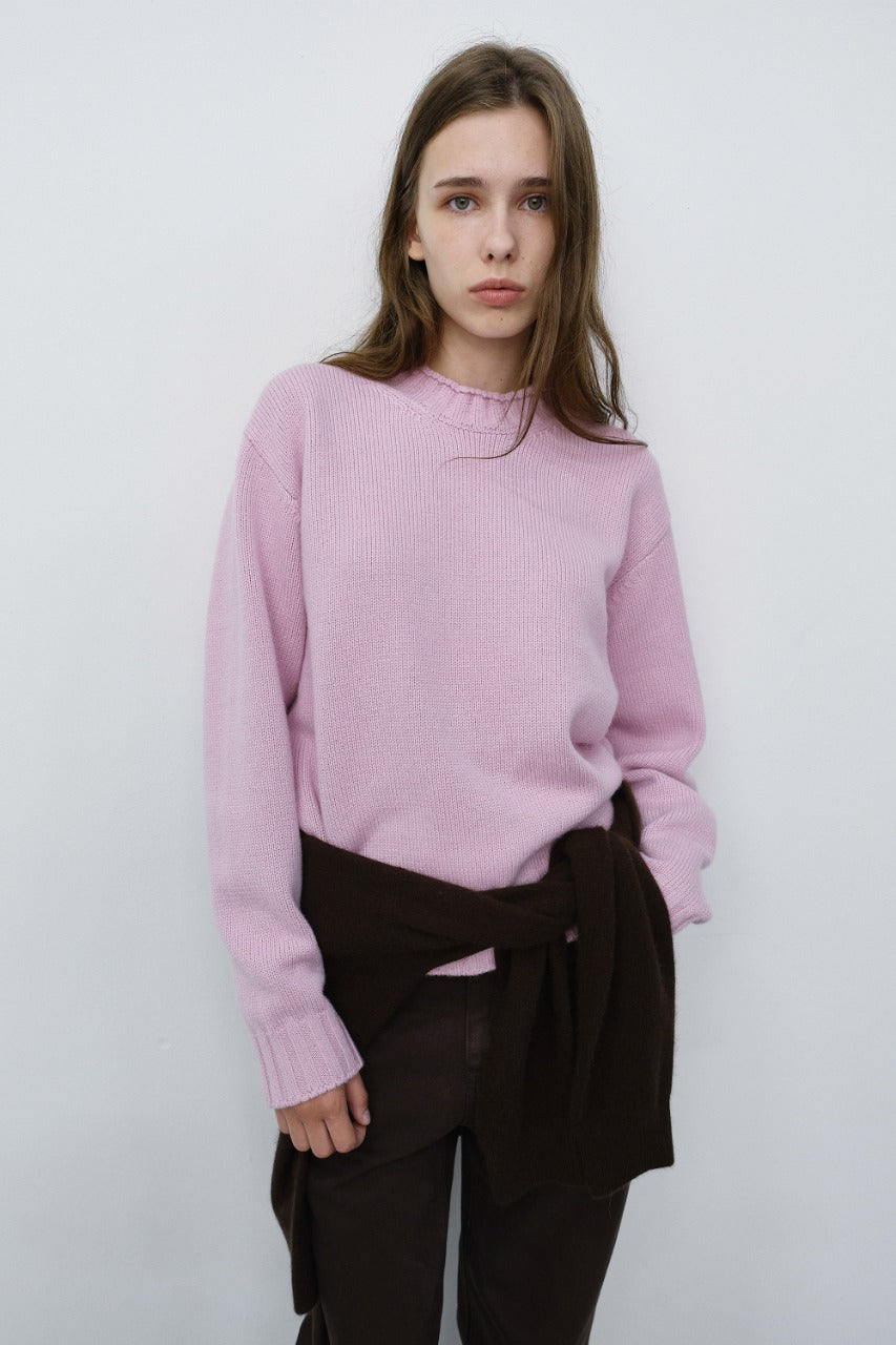 Dunst Unisex Chunky Roll Neck Sweater Soft Pink